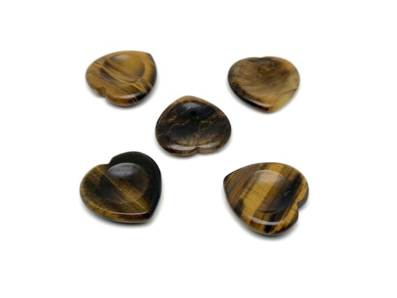 Tiger Eye Heart Worry Stone – Crystal Worry Stone – Relaxing Heart Chakra - Travel Crystals - Stress Reducing - WO1007