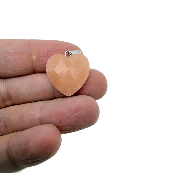 Red Aventurine Faceted Gemstone Heart Pendant – Natural Crystal Charm - NC1982
