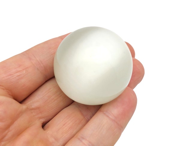 White Cats Eye Sphere Stone A++ – Crystal Ball - Healing Crystal Stones – Crystal Décor – 40mm - BA1053