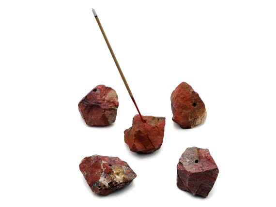 Red Jasper Crystal Incense Holder -Rough Crystal Stone Incense Stick Holder -Raw Stone Incense Holder - Healing Stone - RS1008