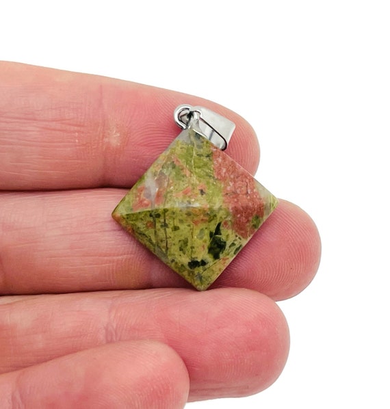 Unakite Gemstone Pyramid Pendant - Natural Gemstone Jewelry - Healing Crystal Reiki - For Women Lucky Pendant - NC1450