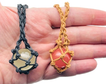 Handgemaakte ketting macramékristalhouder - leeg zakje - kristallen touwhouder - kristal inbegrepen - genezend kristal - IPMIX1