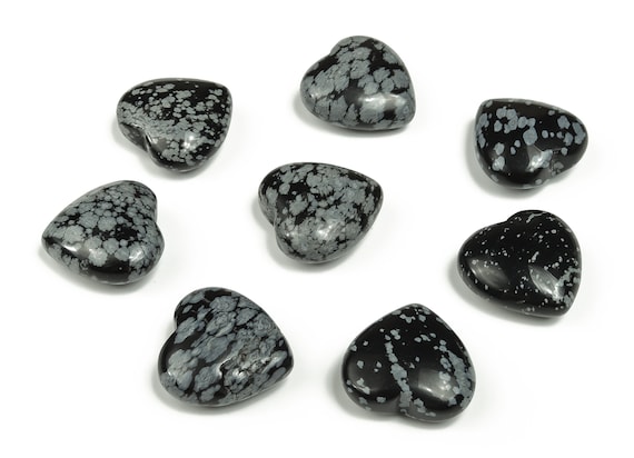 Snowflake Obsidian Heart Gemstone – Heart Crystal - Healing Stones – Carving Heart - Natural stones - 2.5cm - HE1124