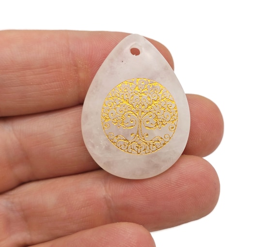 Clear Quartz Drop Tree Gemstone Pendants - Crystals Pendant Healing - Loose Crystal Pendant - Gifts - NC1775