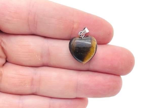 Tiger Eye Heart Pendant - Crystals Pendant Healing - Mini Crystal Pendant - Gifts - NC1124