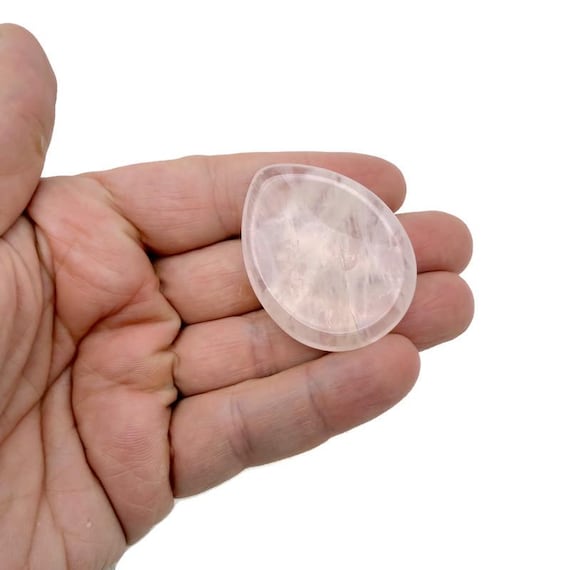 Rose Quartz Natural Worry Stone - Teardrop Shaped Natural Gemstone - Relaxing – 45mm - WOMIX3