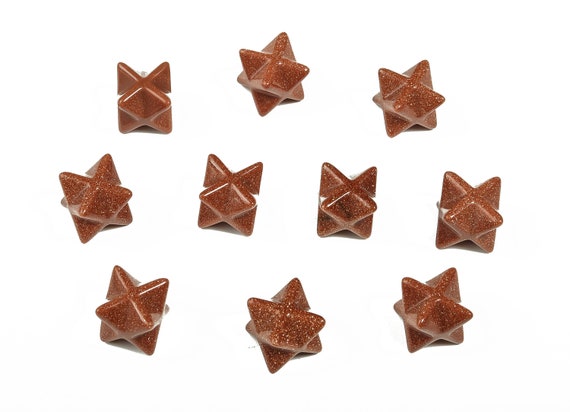 Goldstone Merkaba - Crystal Energy Healing Sacred - Focal Pendant - Chakra Stone - Metaphysical - 1.3cm - ME1007