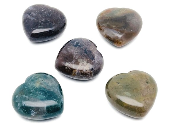 Moss Agate Heart Gemstone - Heart Moss Agate Gemstone –Natural Gemstone – Loose Moss Agate Heart Gemstone – 4cm - HE1245