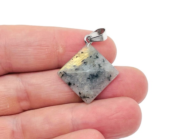 Labradorite Gemstone Pyramid Pendant - Natural Gemstone Jewelry - Healing Crystal Reiki - For Women Lucky Pendant - NC1456