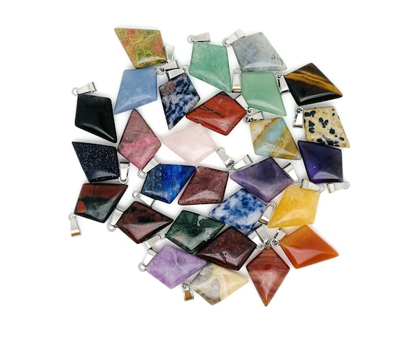 Gemstone for Choose Pendant - Triangle Geometric Gemstone Pendant - Natural Gemstone Jewelry - For Women Lucky Pendan - NCMIX