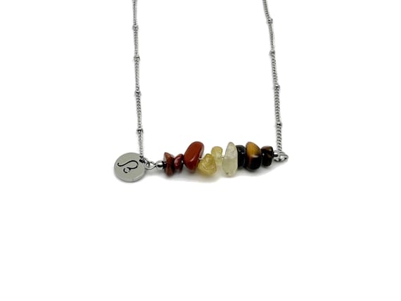 Leo Zodiac Gemstone Necklace -  Choose Your Stones - Silver Stainless Steel - Birthstone Crystal Neckalce - CC1017