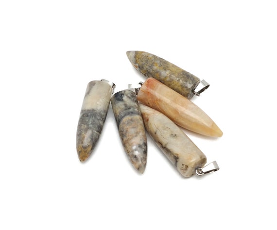 Crazy Lace Agate Bullet Gemstone Pendant - Crystal Point Bullet Necklace - Polished Bullet Carved - Crystal Healing - Mineral - NC1585