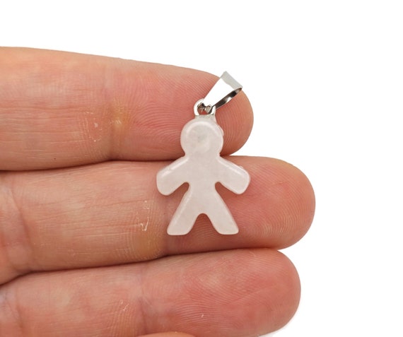 Clear Quartz Crystal Gingerbread Cookies Men Pendants - Christmas Gift - Mineral Specimens - Christmas Carving - Best Quality - NC1656