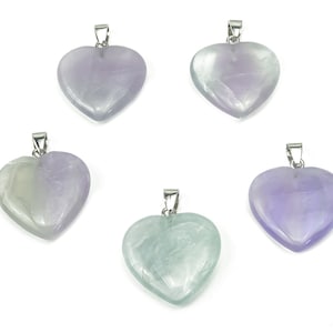 Fluorite Heart Pendant - Crystal Pendant – Natural Necklaces - Heling Gemstone - Jewelry Making Supplies - NC1084