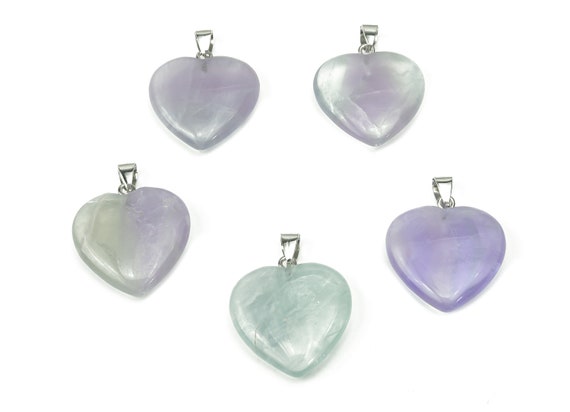 Fluorite Heart Pendant - Crystal Pendant – Natural Necklaces - Heling Gemstone - Jewelry Making Supplies - NC1084