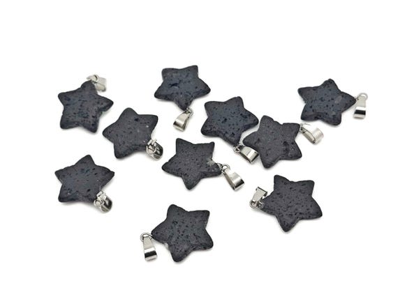 Lava Star Pendant - Natural Lava Stone Crystal Gemstone - Polished Lava Star Stone - Spiritual Stone – NC1044
