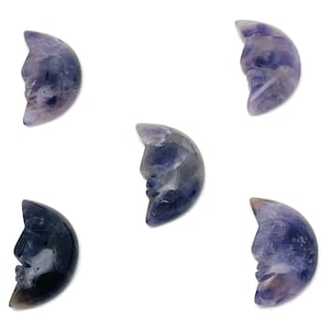 Amethyst Crystal Moon Face - Crystal Smile Moon - Gemstone Carved Moon - Healing Crystal - Gemstone Crescent – 25mm – MS1001