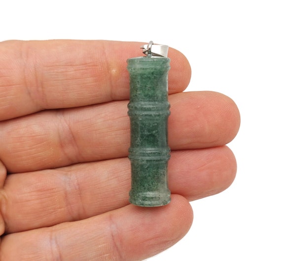 Green Strawberry Quartz Gemstone Bamboo Shape Pendants - Protect Crystal Necklace - Bamboo Crystal - Healing Stones - Gift For Her - NC1623