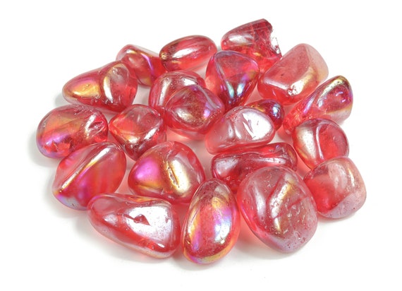 Red Aura Quartz Tumbled – Aqua Aura Crystal – Healing Stone - TU1162