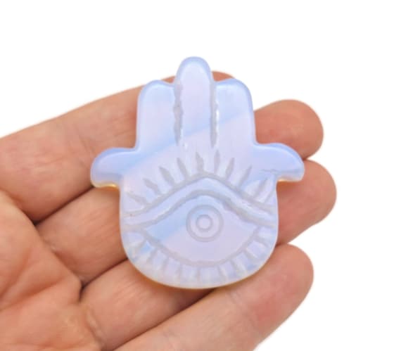 Opalite Evil Eye Hand Gemstone Carving - Pocket Crystal - Crystals Chakra - Meditation Crystal - Energy Gift for her - EL1006