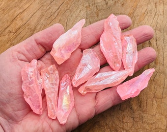 ピンクオーラ水晶ポイント – 原石ピンクオーラ水晶 – 未加工クリスタル