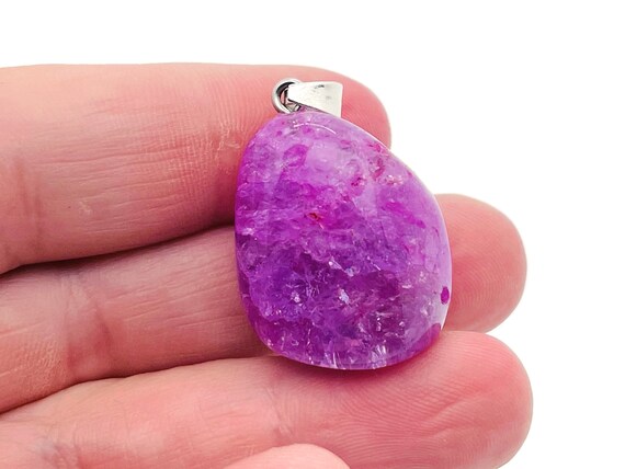 Lilac Agate Pendant - Crystal Pendant - Agate Charms - Loose Stone - Reiki Crystal - NC1218