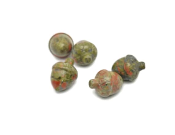 Unakite Crystal Acorn Carved - Reiki Healing - Home Crystal Decoration - Crystal Ornament - Crystal healing - 26mm - AC1013