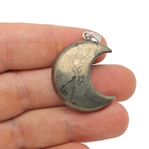 Pyrite Gemstone Moon Pendants - Crescent Moon - Wholesale Jewelry Making Supplies - Moon Necklace - Moon Shaped Crystal - NC1671