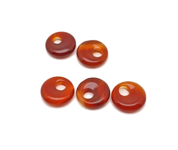 Carnelian Gemstone Pi Stone - Crystal Donut Pi Stone - Pi Stone -Crystal Earrings - Lucky Safety Pendant Jewelry - 18mm - DO1019