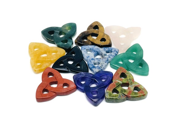 Crystal Celtic Knot Carved Stones - Trinity Crystals Gemstone - Making Jewelry - Healing Crystals - CKMIX