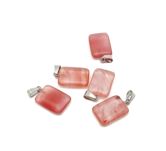 Cherry Quartz Crystal Rectangle Shape Pendants - Wholesale Gemstones - Stone Healing Crystal Rectangle Necklace - Natural Stones - NC1726