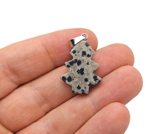 Dalmatian Jasper Pine Tree Gemstone Pendants - Crystals Pendant Healing - Mini Crystal Pendant - Gifts - NC1768