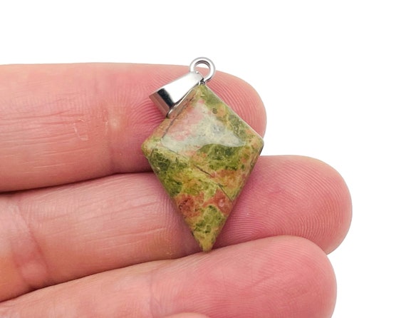Unakite Gemstone for Pendant - Triangle Geometric Gemstone Pendant - Natural Gemstone Jewelry - For Women Lucky Pendant - NC1431