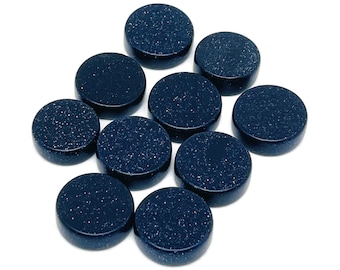 Blue GoldStone Gemstone Flat Disk - Crystal Round Coin - Loose Gemstone - Cabochon Gemstone - Handmade Gemstone Round - FL1078