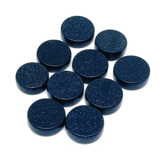 Blue GoldStone Gemstone Flat Disk - Crystal Round Coin - Loose Gemstone - Cabochon Gemstone - Handmade Gemstone Round - FL1078