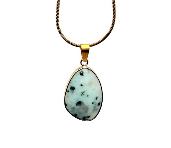 Kiwi Jasper Gold Gemstone Pendant - Dainty Crystal Pendant - Birthstone Charm - Jewelry DIY Charms - Gift Charm - NC1871