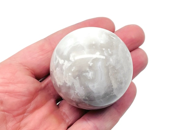 White Agate Sphere Stone A++ – Crystal Ball - Healing Crystal Stones – Crystal Decor – 40-50mm - BA1037