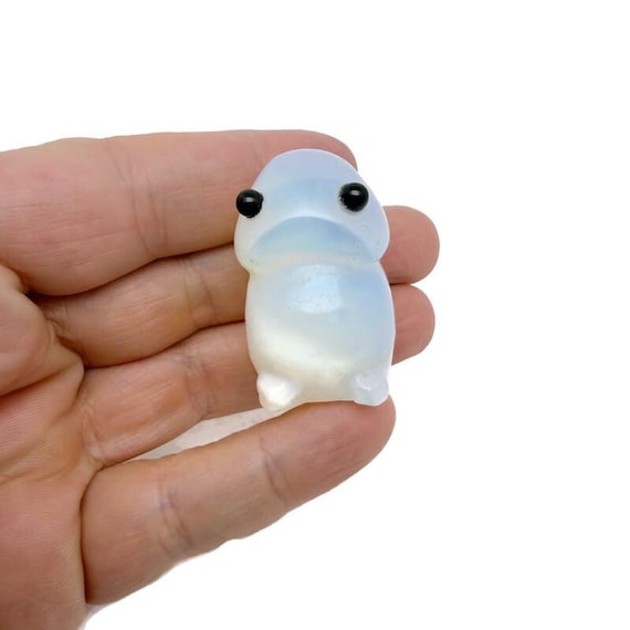 Opalite Frog Monster Crystal Carving – Handcrafted Gemstone Creature Statue - GO1005