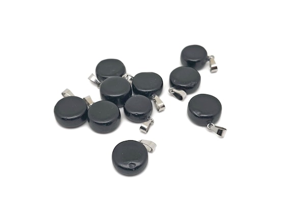 Obsidian Gemstone Flat Round Pendants - Crystal Round Coin - Loose Gemstone - Cabochon Gemstone - Handmade Gemstone Round - NC1813