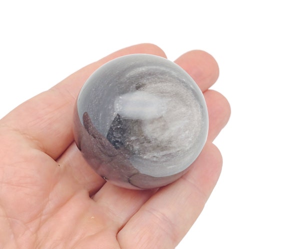 Silver Obsidian Sphere Stone A++ – Crystal Ball - Healing Crystal Stones – Crystal Décor – 40-50mm - TO1007