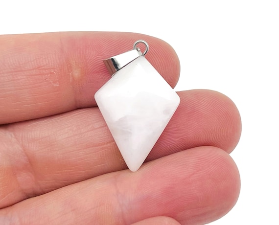 White Jade Gemstone for Pendant - Triangle Geometric Gemstone Pendant - Natural Gemstone Jewelry - For Women Lucky Pendant - NC1442