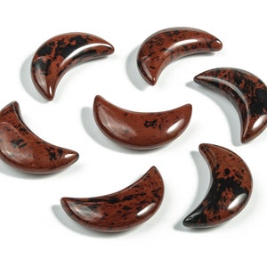Mahogany Obsidian Gemstone Moon - Mahogany Obsidian Crescent Moon Stone – Crystal Gemstone - Crystal Healing – 3x1.2cm - MO1071
