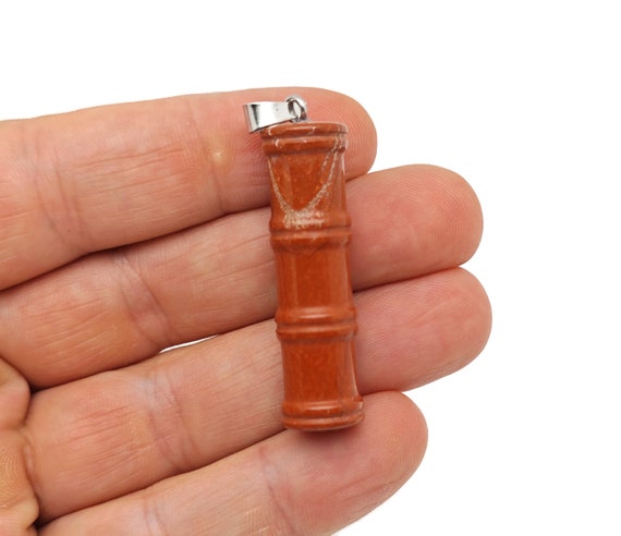 Red Jasper Gemstone Bamboo Shape Pendants - Protect Crystal Necklace - Bamboo Crystal Jewelry - Healing Stones - Gift For Her - NC1613