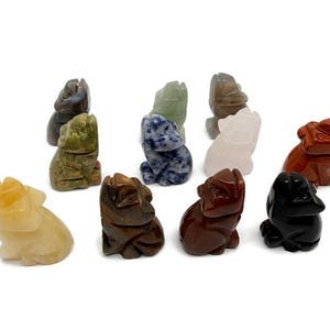 Crystal Wolf Figure - Gemstone Decor - Handmade Carved Animal - Energy Stone - Protection Symbol - ANMIX27