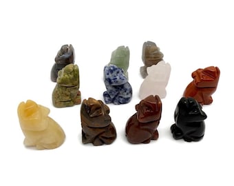 Crystal Wolf Figure - Gemstone Decor - Handmade Carved Animal - Energy Stone - Protection Symbol - ANMIX27