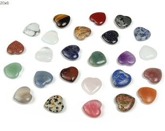 Heart Stone - Heart Flat Gemstones – Healing Stones – Heart Crystals - Natural stones – 20x20x6mm - HEMIX2