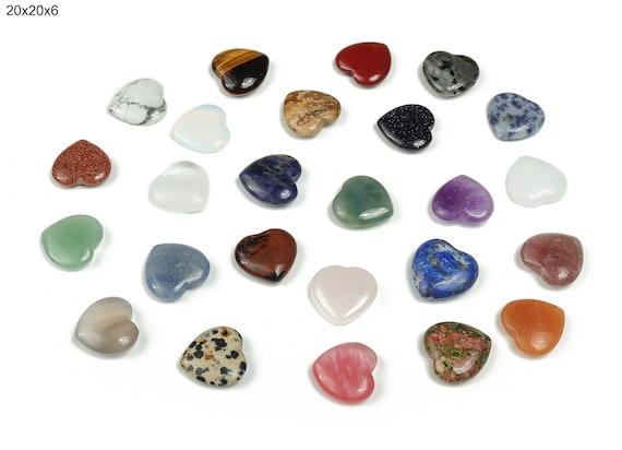 Heart Stone - Heart Flat Gemstones – Healing Stones – Heart Crystals - Natural stones – 20x20x6mm - HEMIX2