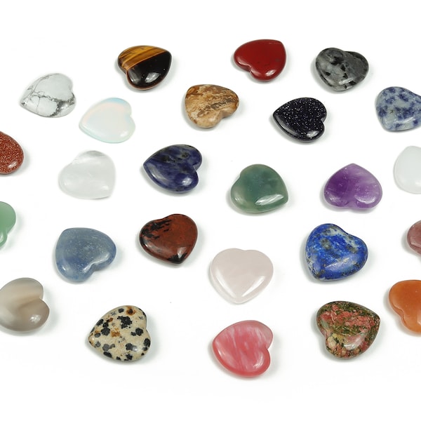 Piedra del corazón - Piedras preciosas planas del corazón - Piedras curativas - Cristales de corazón - Piedras naturales - 20x20x6mm - HEMIX2