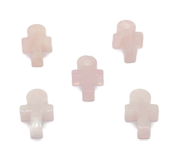 Rose Quartz Anka Crystal - Mini Crystal Ankhs - Handmade Carving - Anka Totem - AN1001