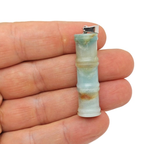 Amazonite Gemstone Bamboo Shape Pendants - Protect Crystal Necklace - Bamboo Crystal Jewelry - Healing Stones - Gift For Her - NC1631